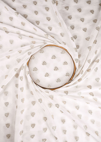 White Dyeable Georgette Fabric With All Over Zari Handloom 23561