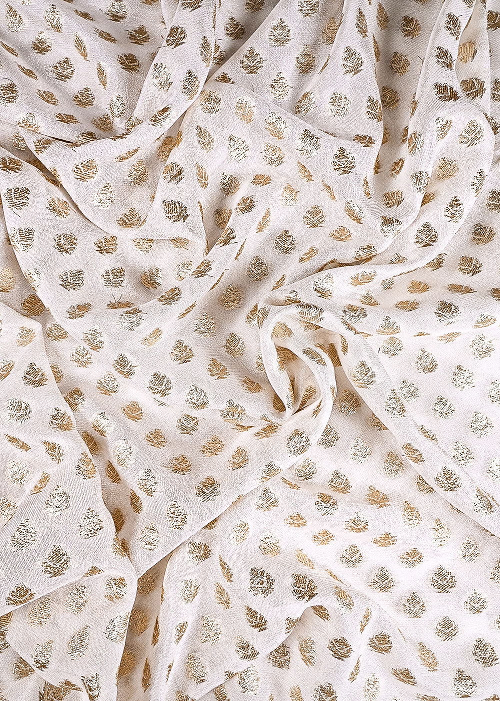 White Dyeable Georgette Fabric With All Over Zari Handloom 23564