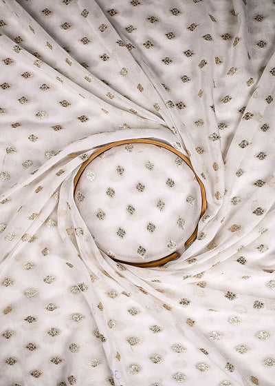White Dyeable Georgette Fabric With All Over Zari Handloom 23567