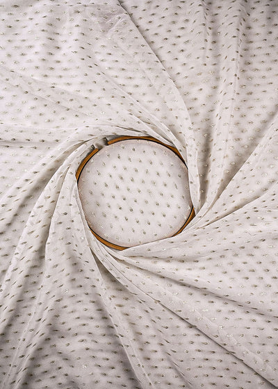 White Dyeable Georgette Fabric With All Over Zari Handloom 23569