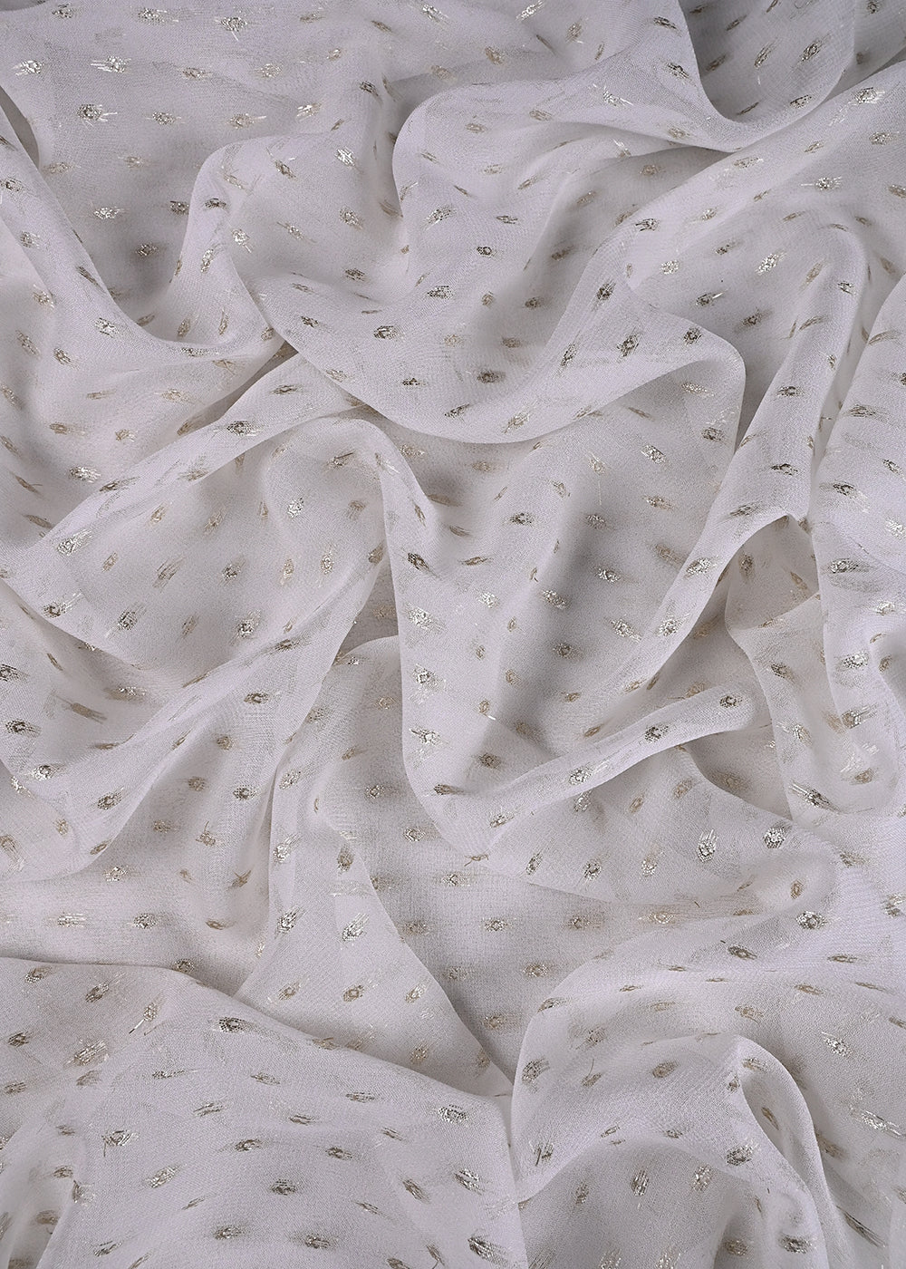 White Dyeable Georgette Fabric With All Over Zari Handloom 23569
