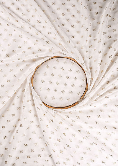 White Dyeable Georgette Fabric With All Over Zari Handloom 23571
