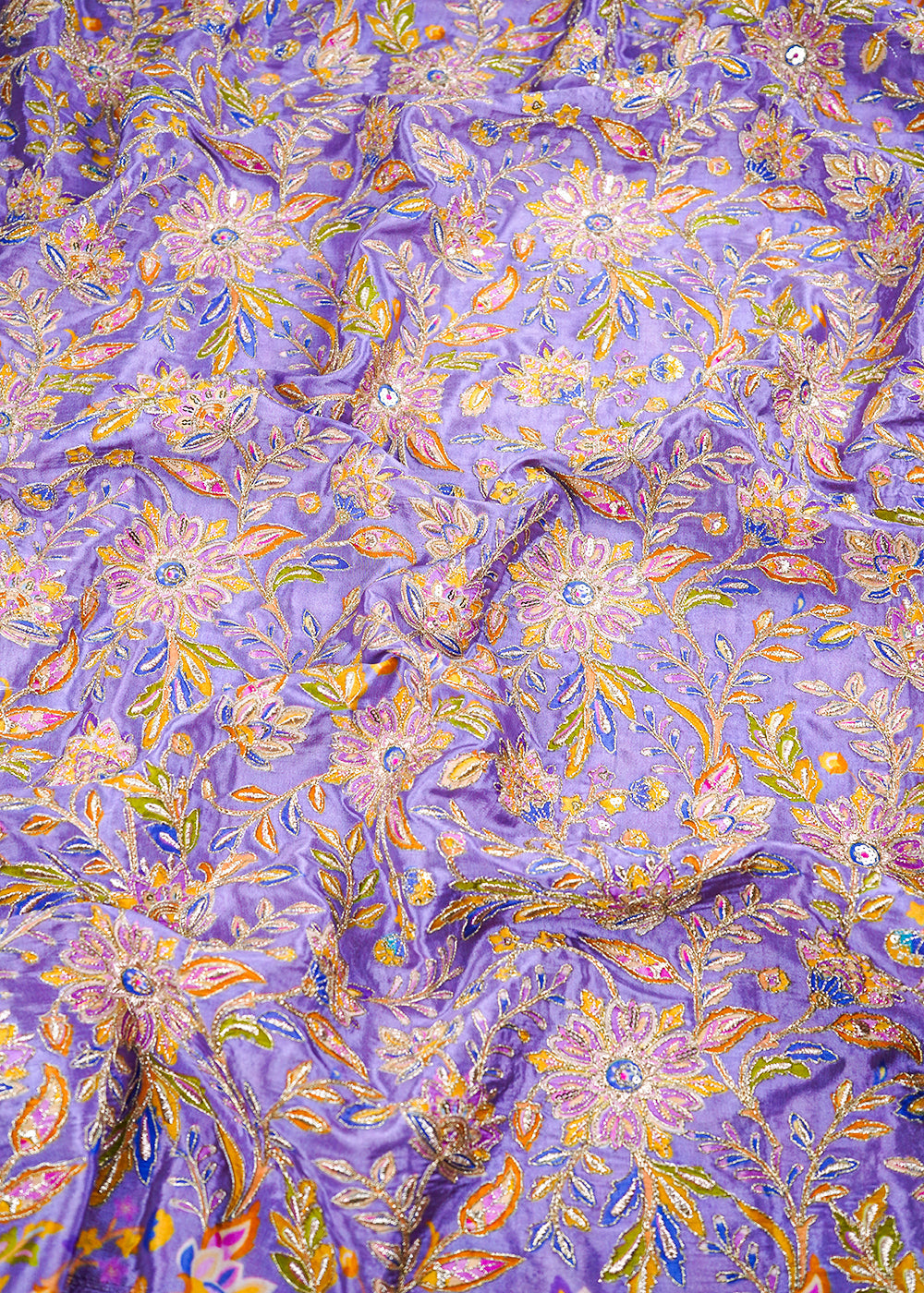 Purpal Crepe Fabric With All Over Zari And Sequins Work 23596