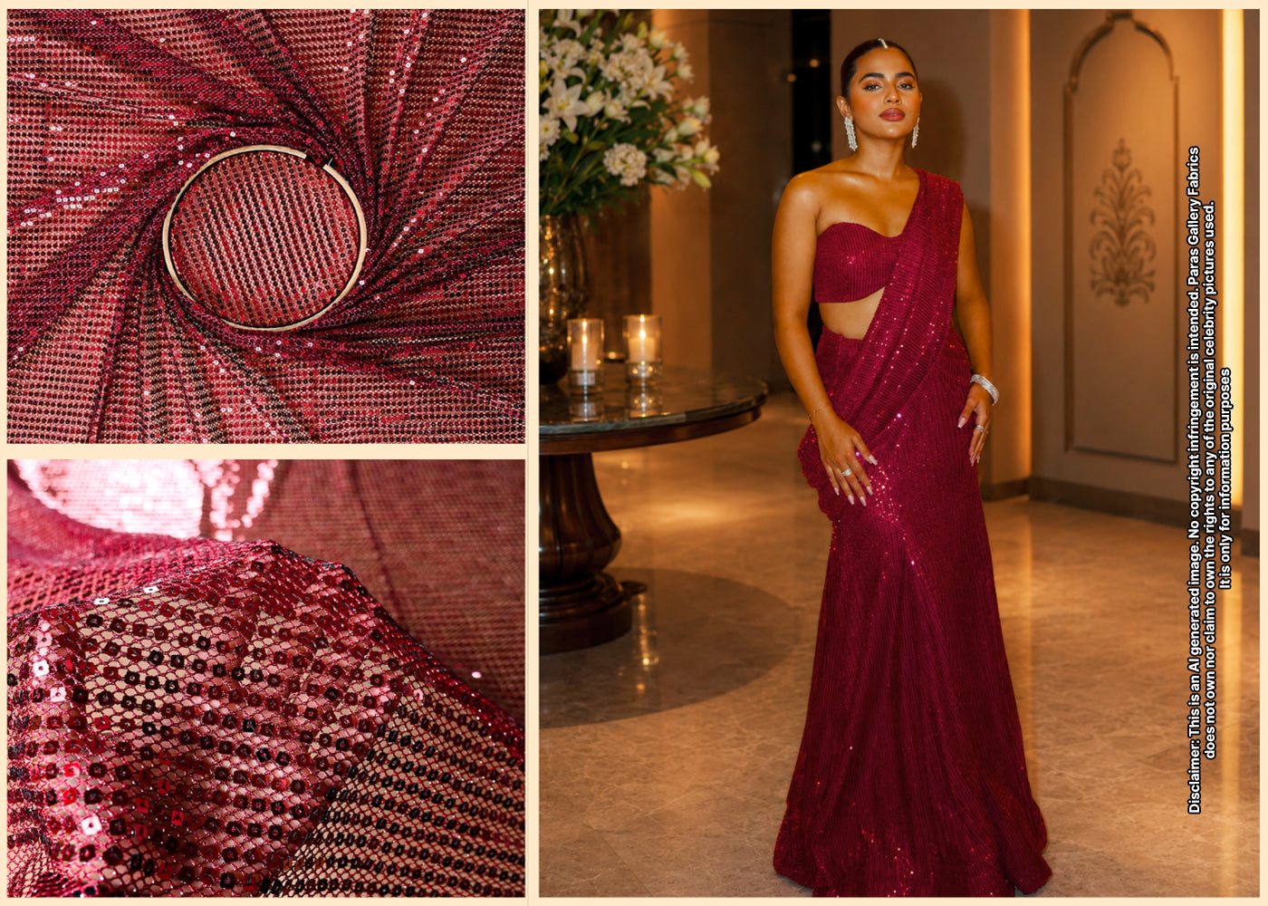 Leisha Patidar Inspired Edition | Maroon Exclusive Unstitched Fabric 23618