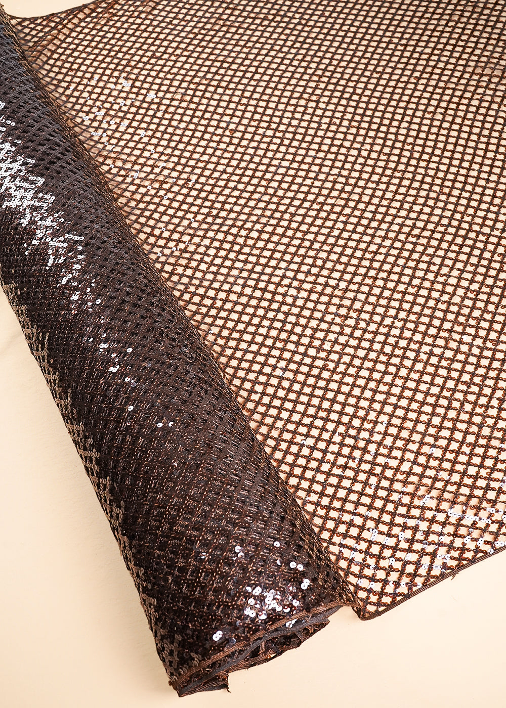 Dark Brown Exclusive Fabric With All Over Sequins Work 23629