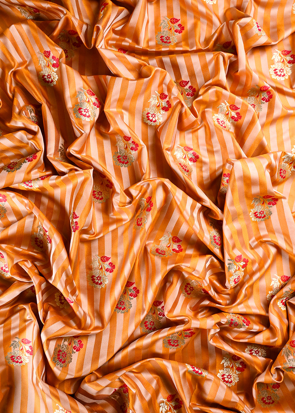 Brown Silk Fabric With All Over Thread And Zari Handloom 23703