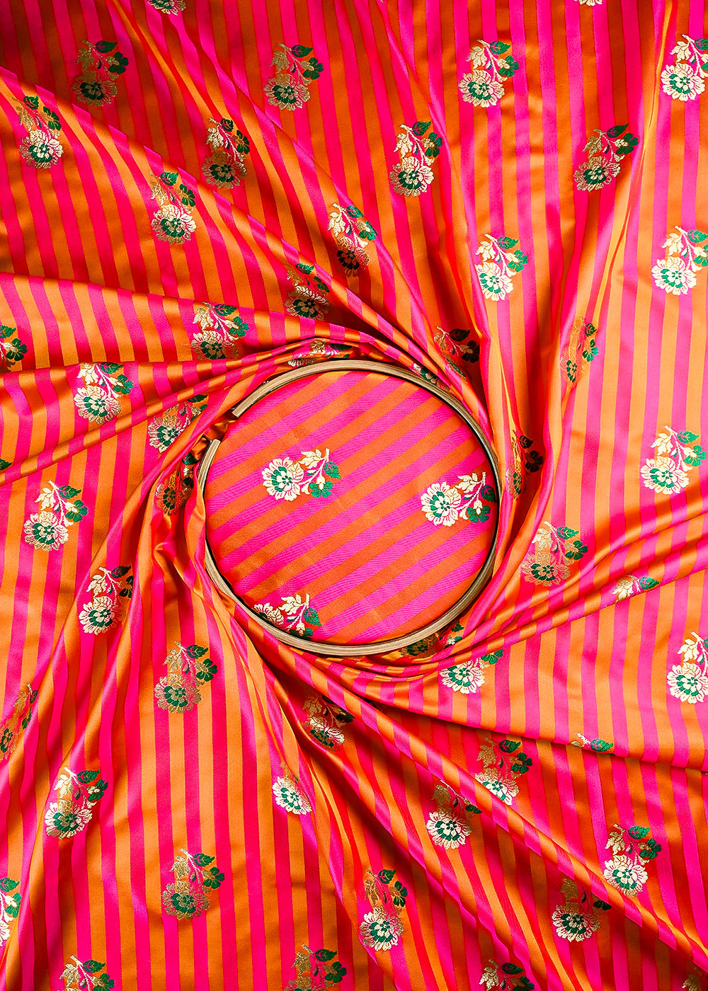 Mustard Silk Fabric With All Over Thread And Zari Handloom 23704