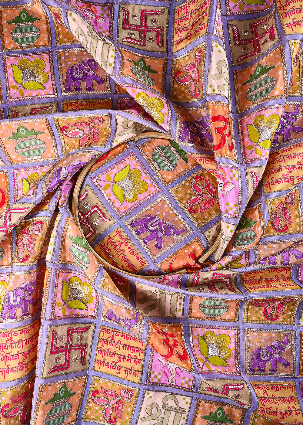 Lavender Crepe Fabric With All Over Zari And Sequins Work 23714