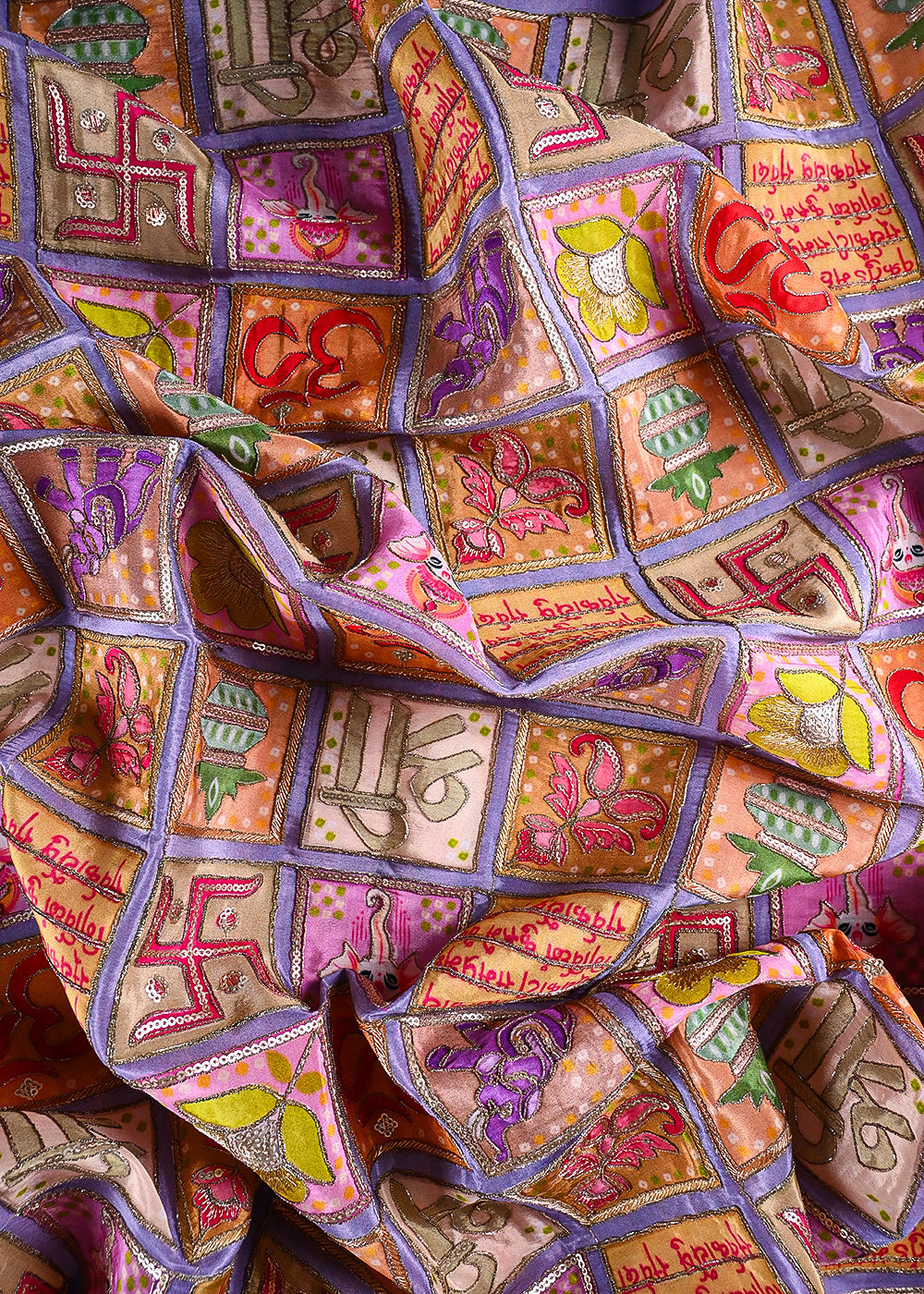 Lavender Crepe Fabric With All Over Zari And Sequins Work 23714