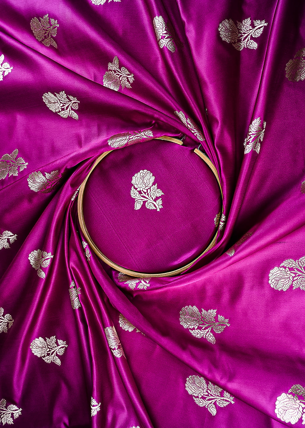 Purple Banarasi Brocade Fabric With All Over Zari Handloom 23716