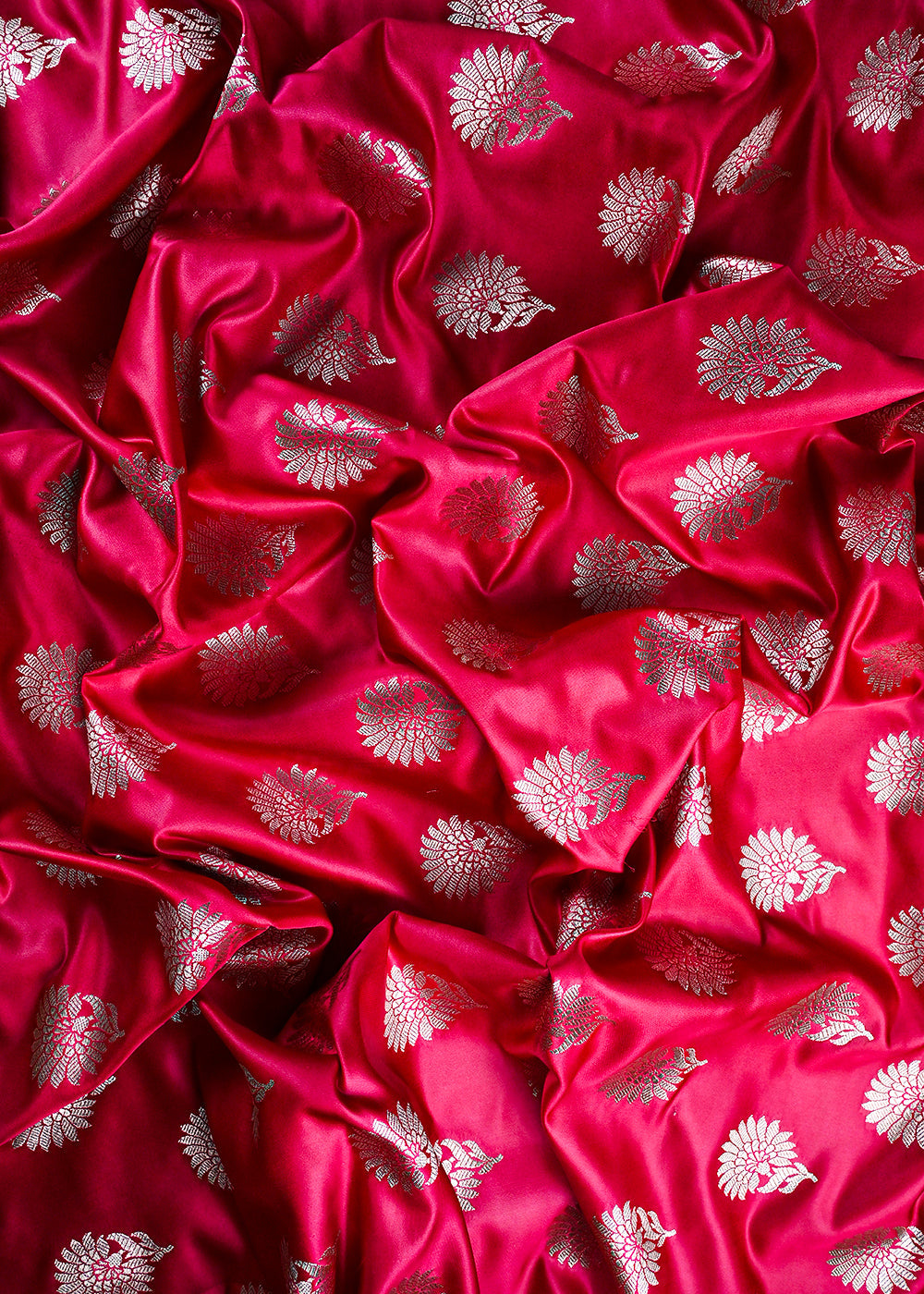Rani Pink Banarasi Brocade Fabric With All Over Zari Handloom 23726