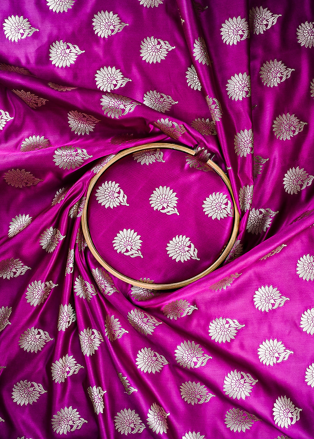 Purple Banarasi Brocade Fabric With All Over Zari Handloom 23727