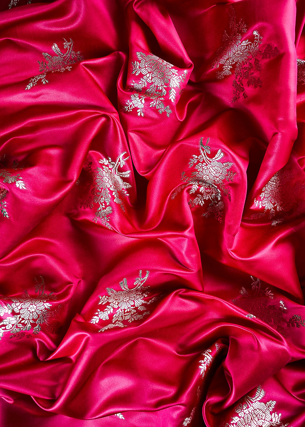Rani Pink Banarasi Brocade Fabric With All Over Zari Handloom 23733