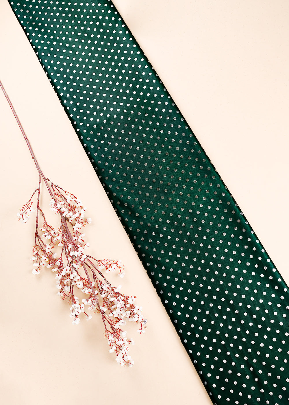 Bottle Green Banarasi Brocade Fabric With All Over Zari Handloom 23739