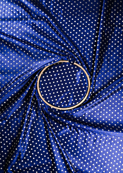 Navy Blue Banarasi Brocade Fabric With All Over Zari Handloom 23740