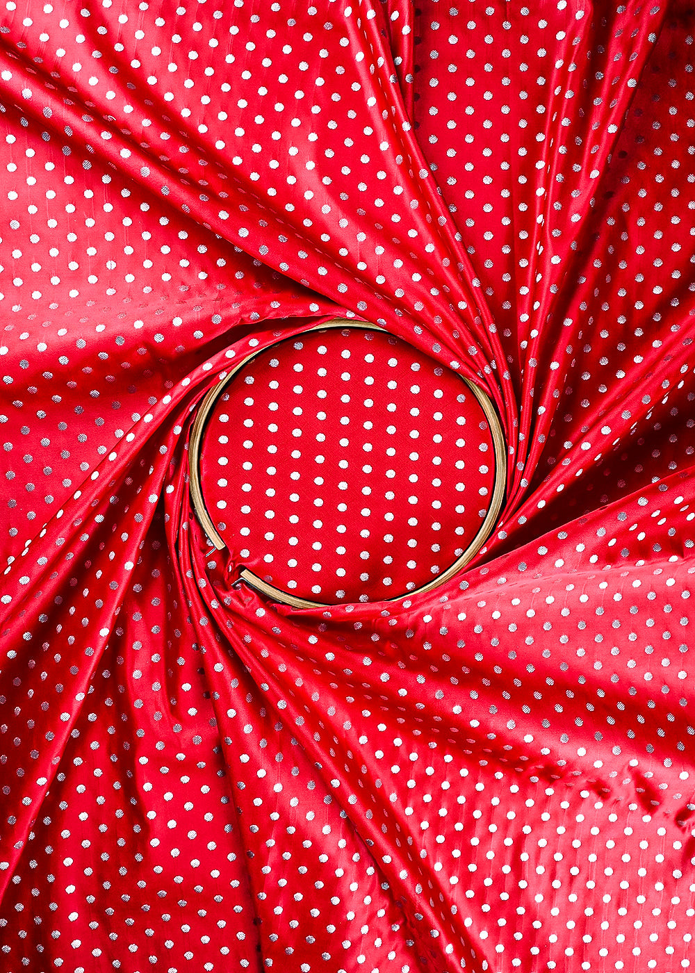 Red Banarasi Brocade Fabric With All Over Zari Handloom 23742