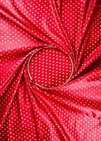 Red Banarasi Brocade Fabric With All Over Zari Handloom 23742