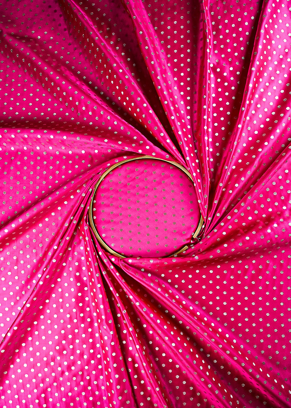 Rani Pink Banarasi Brocade Fabric With All Over Zari Handloom 23750