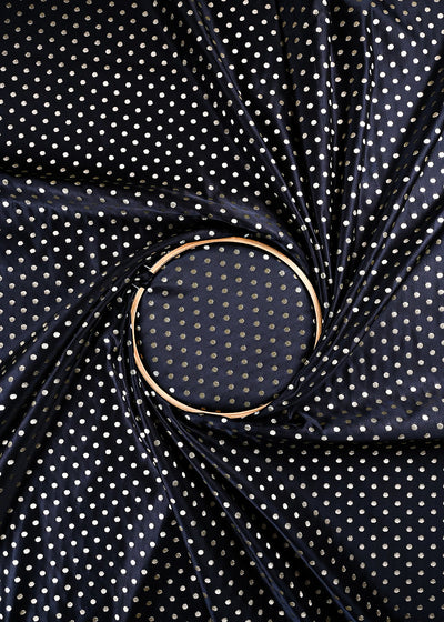 Black Banarasi Brocade Fabric With All Over Zari Handloom 23752