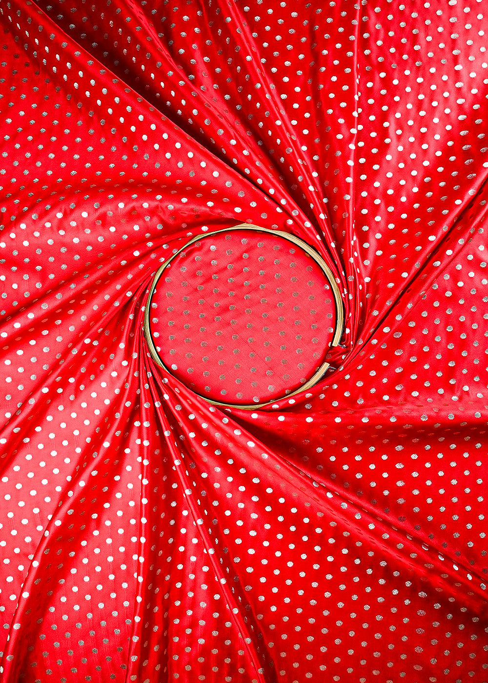 Red Banarasi Brocade Fabric With All Over Zari Handloom 23753