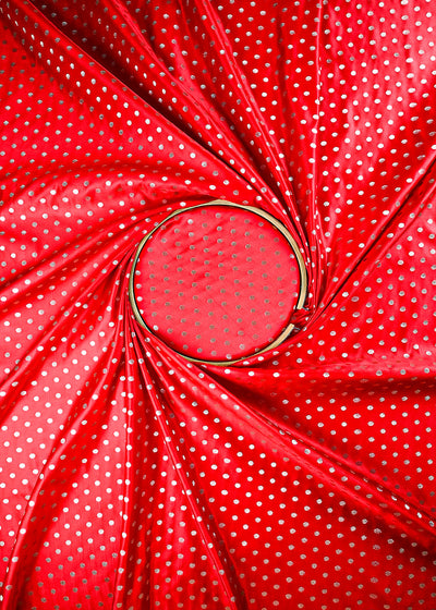 Red Banarasi Brocade Fabric With All Over Zari Handloom 23753