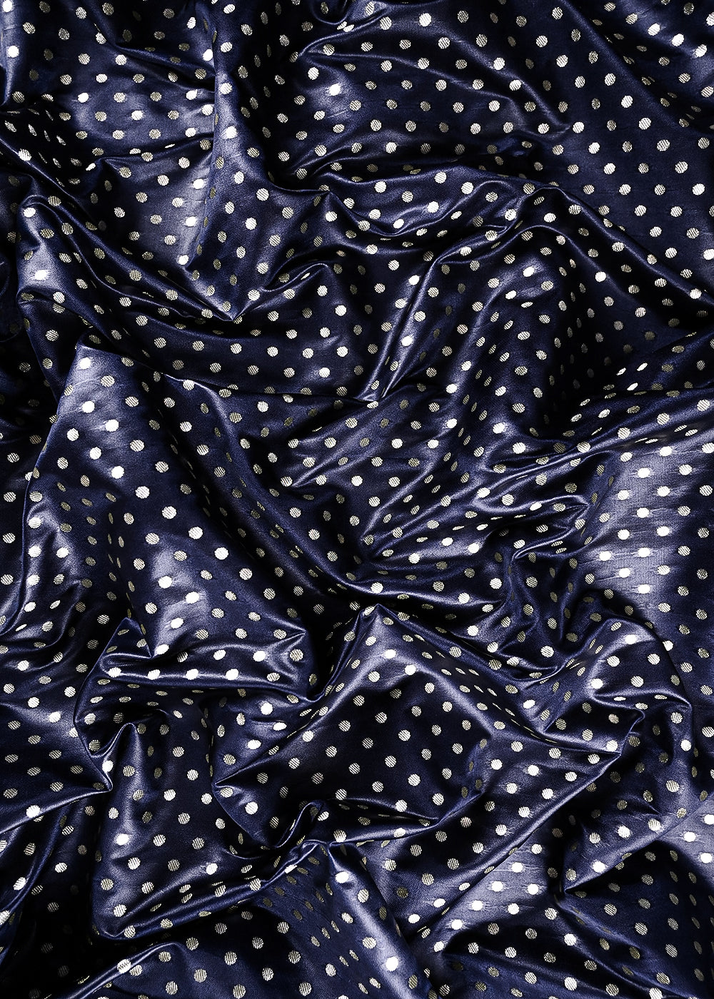 Navy Blue Banarasi Brocade Fabric With All Over Zari Handloom 23757