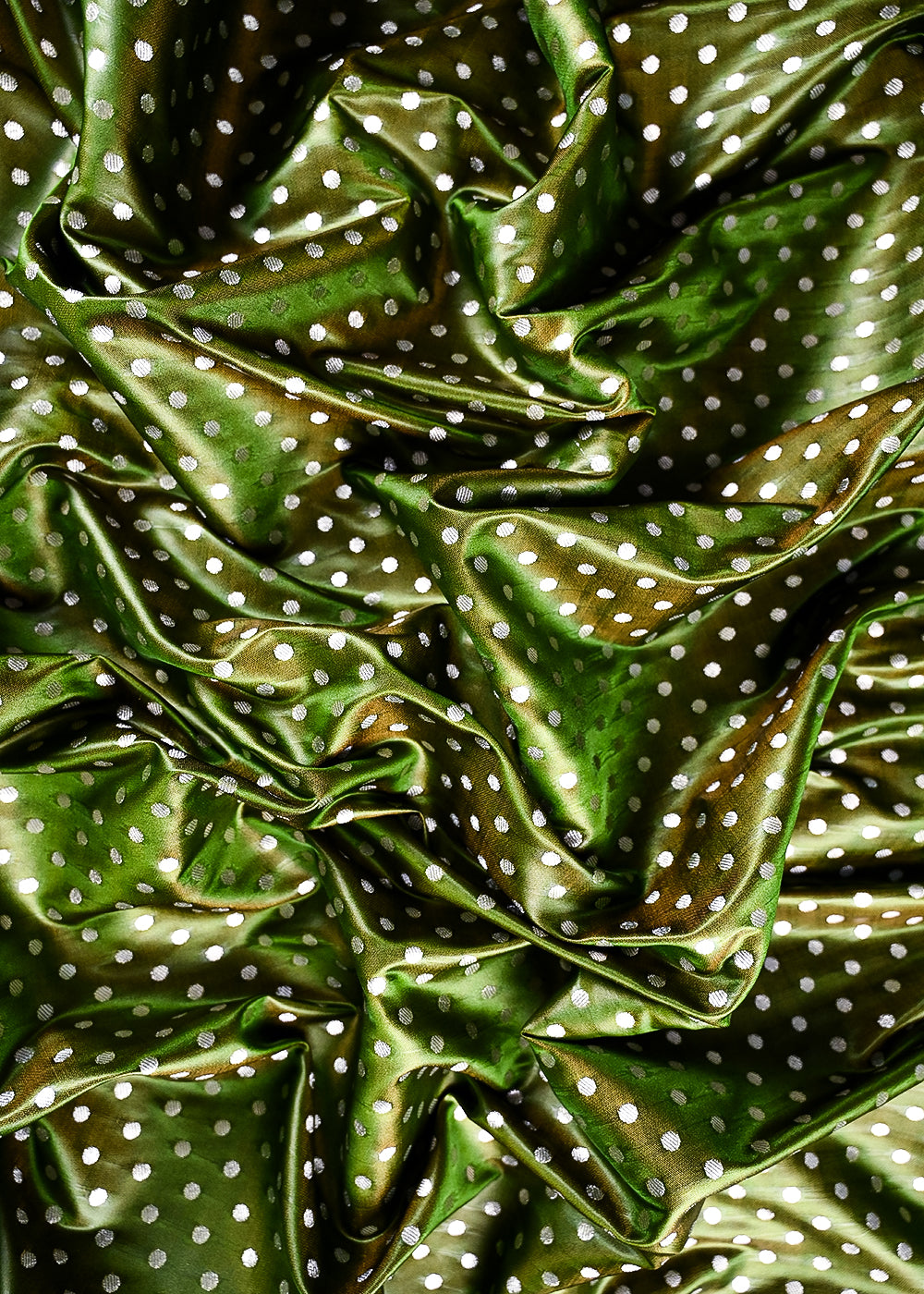 Mehndi Green Banarasi Brocade Fabric With All Over Zari Handloom 23759