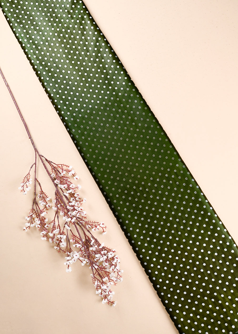 Mehndi Green Banarasi Brocade Fabric With All Over Zari Handloom 23759