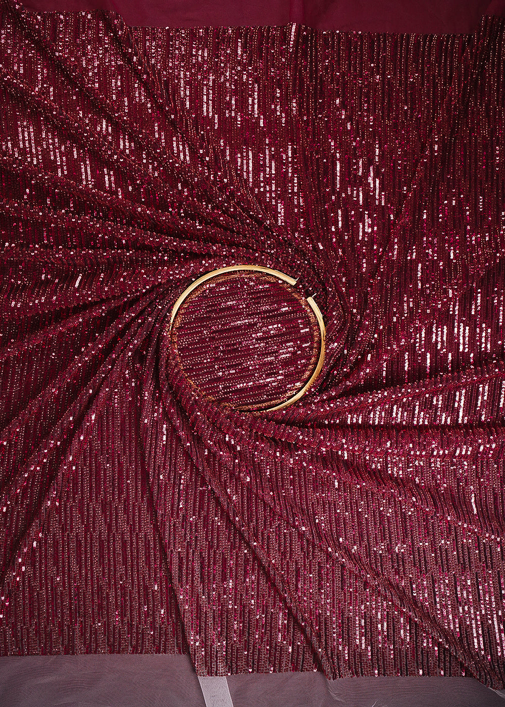 Maroon Imported Net Fabric With All Over Sequins And Katdana Work 23765