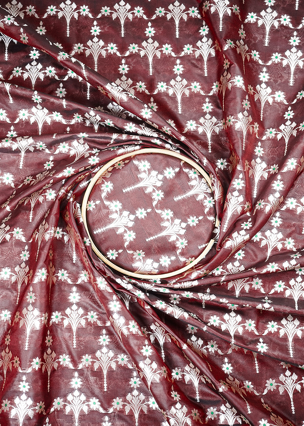 Chocolate Brown Banarasi Brocade Fabric With All Over Thread And Zari Handloom 23827