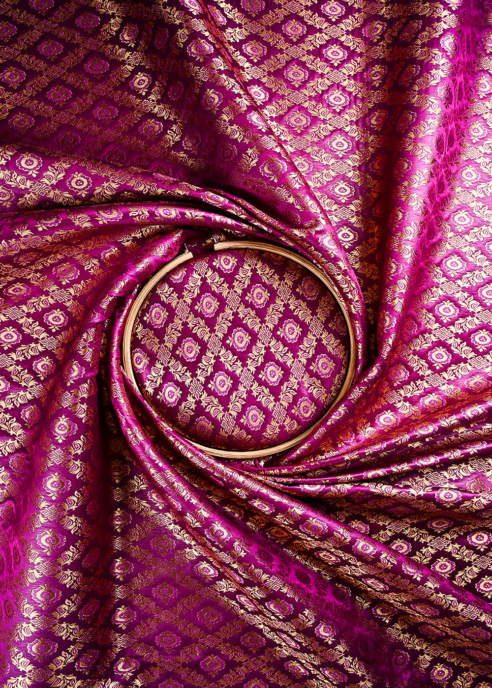 Purple Banarasi Brocade Fabric With All Over Thread And Zari Handloom 23848