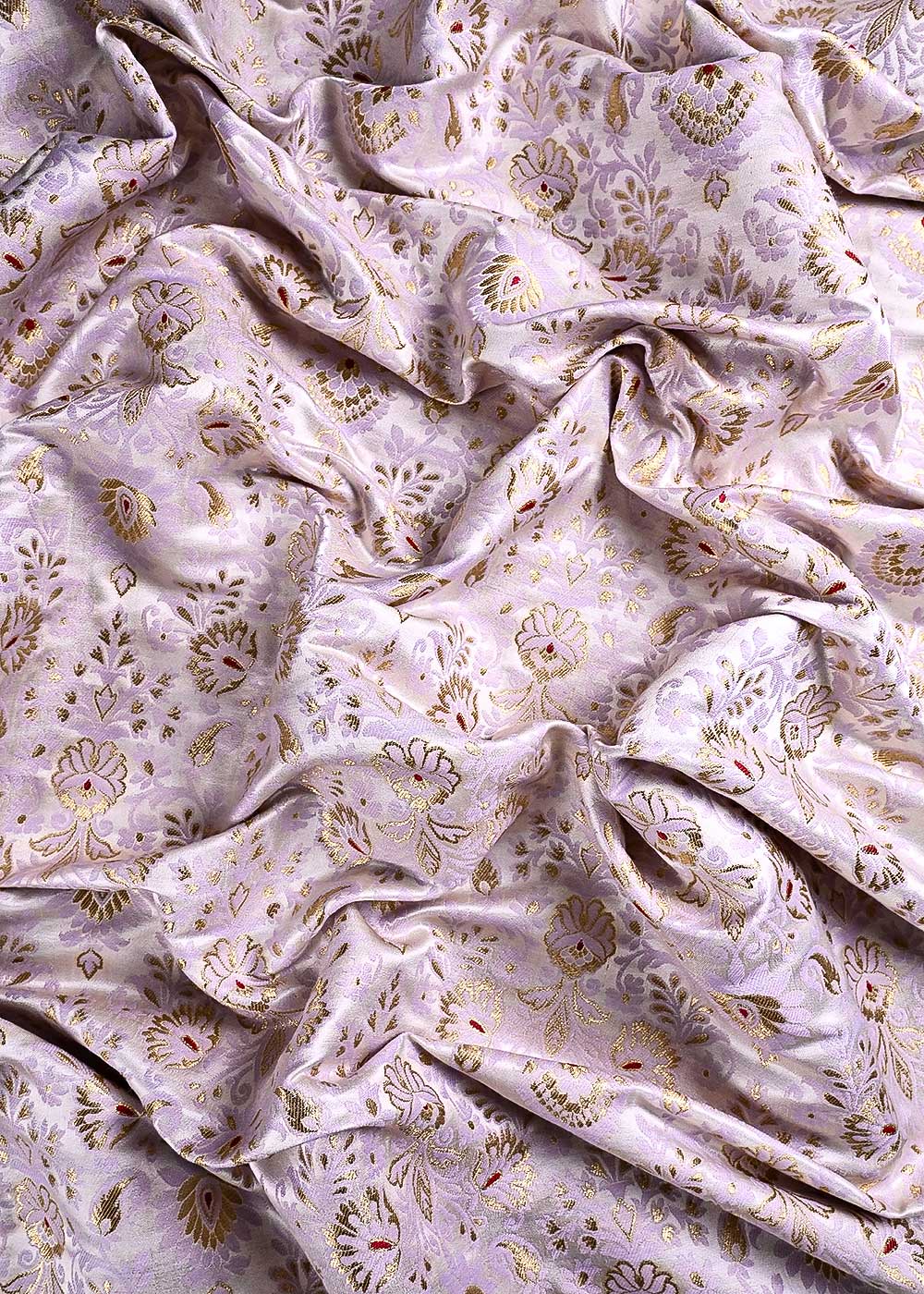 Lavender Banarasi Brocade Fabric With All Over Thread And Zari Handloom 23895