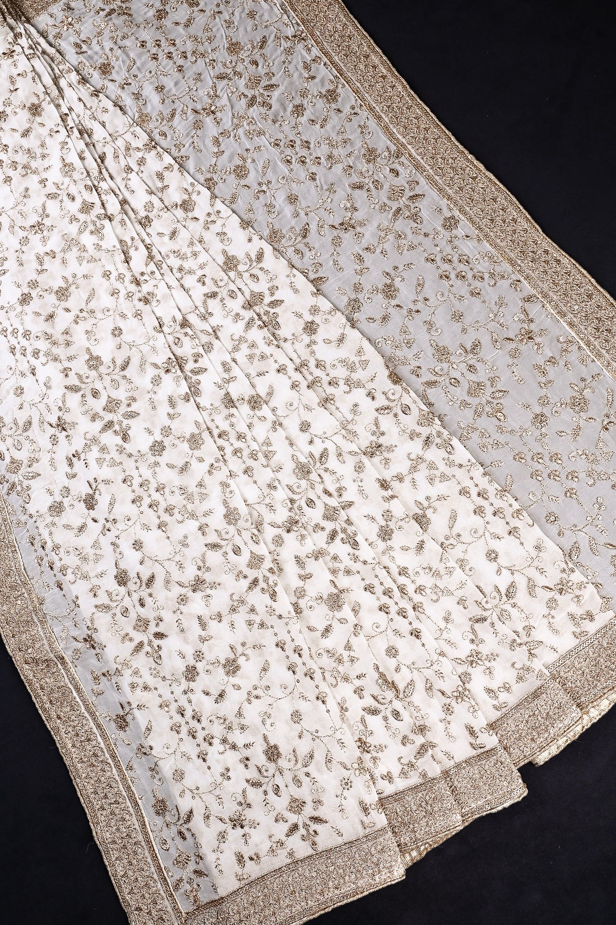 White Dyeable Georgette Dupatta All Over Zari And Sequins Work With Border 23942