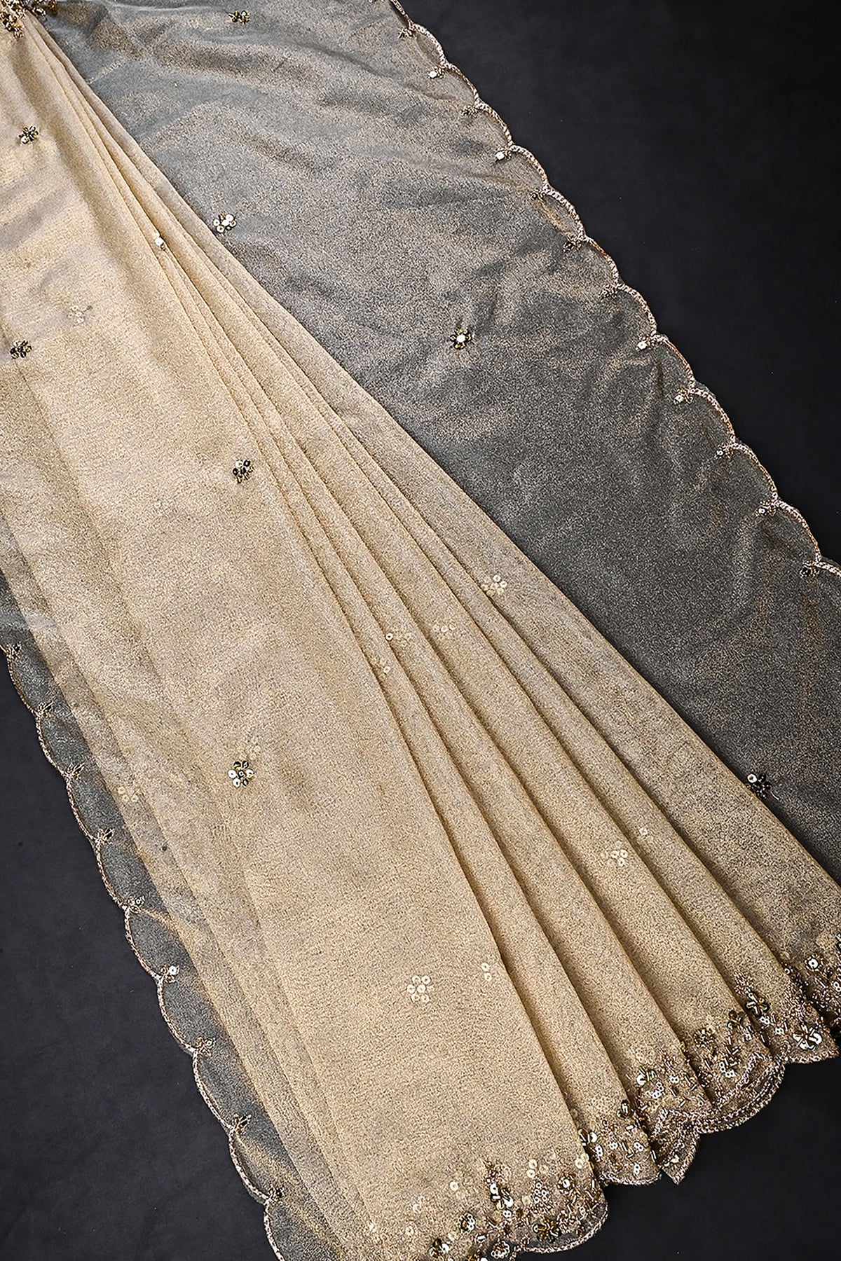 Golden Dyeable Tissue Dupatta All Over Sequins And Katdana Work 23974