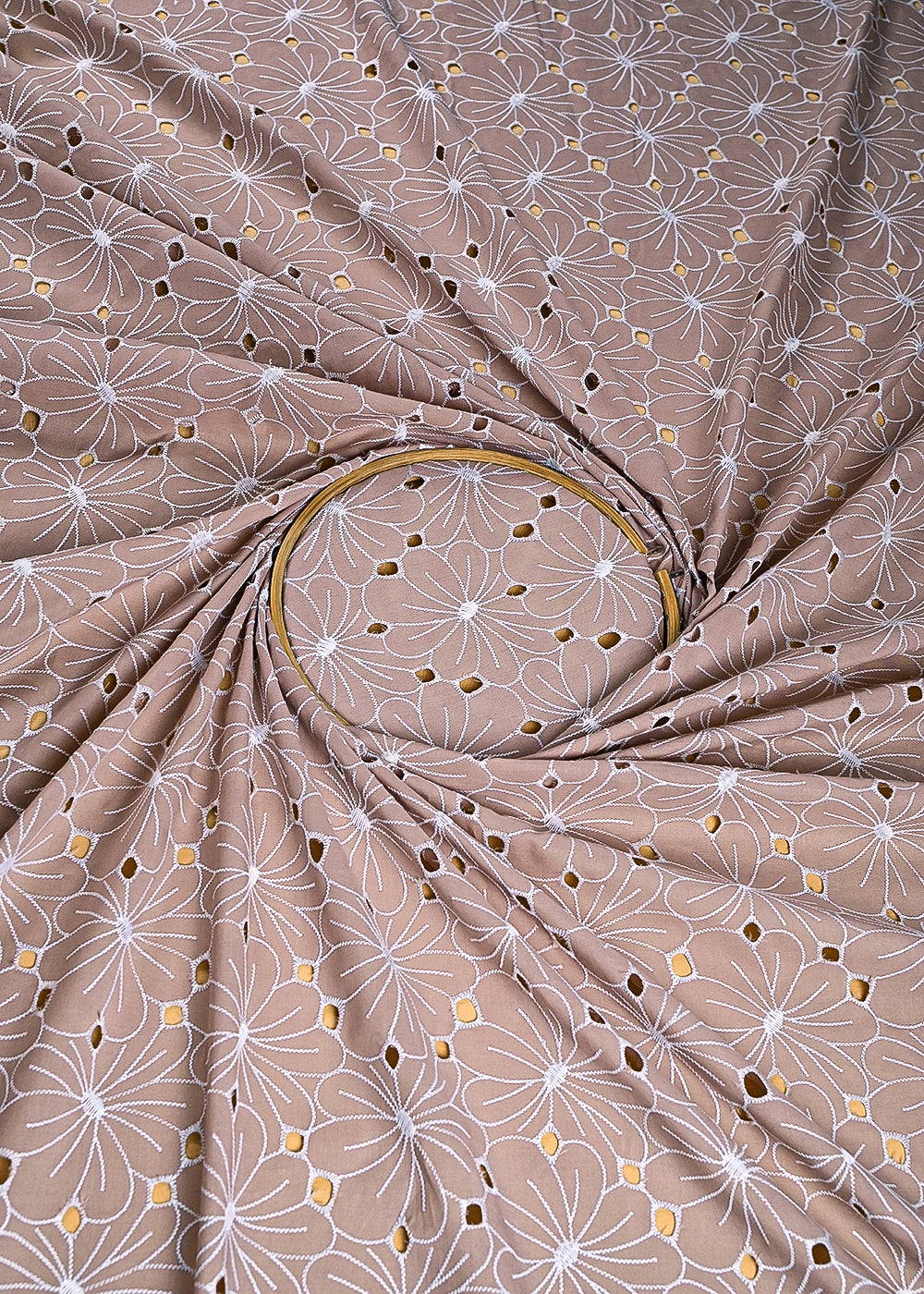 Onion Cotton Fabric With All Over Thread And Cutwork 24004
