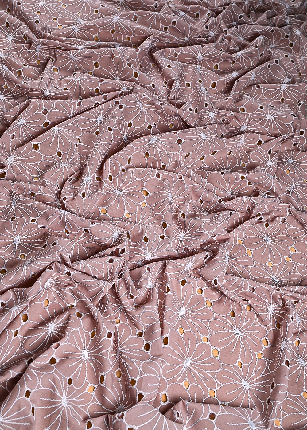 Onion Cotton Fabric With All Over Thread And Cutwork 24004