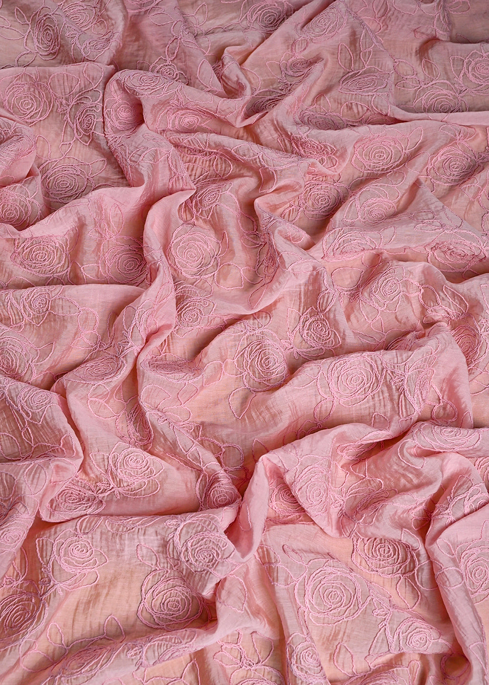 Onion Chanderi Fabric With All Over Thread Work 24015