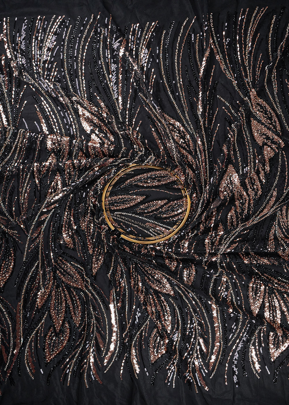 Black Imported Net Fabric With All Over Sequins And Bead Work 24043