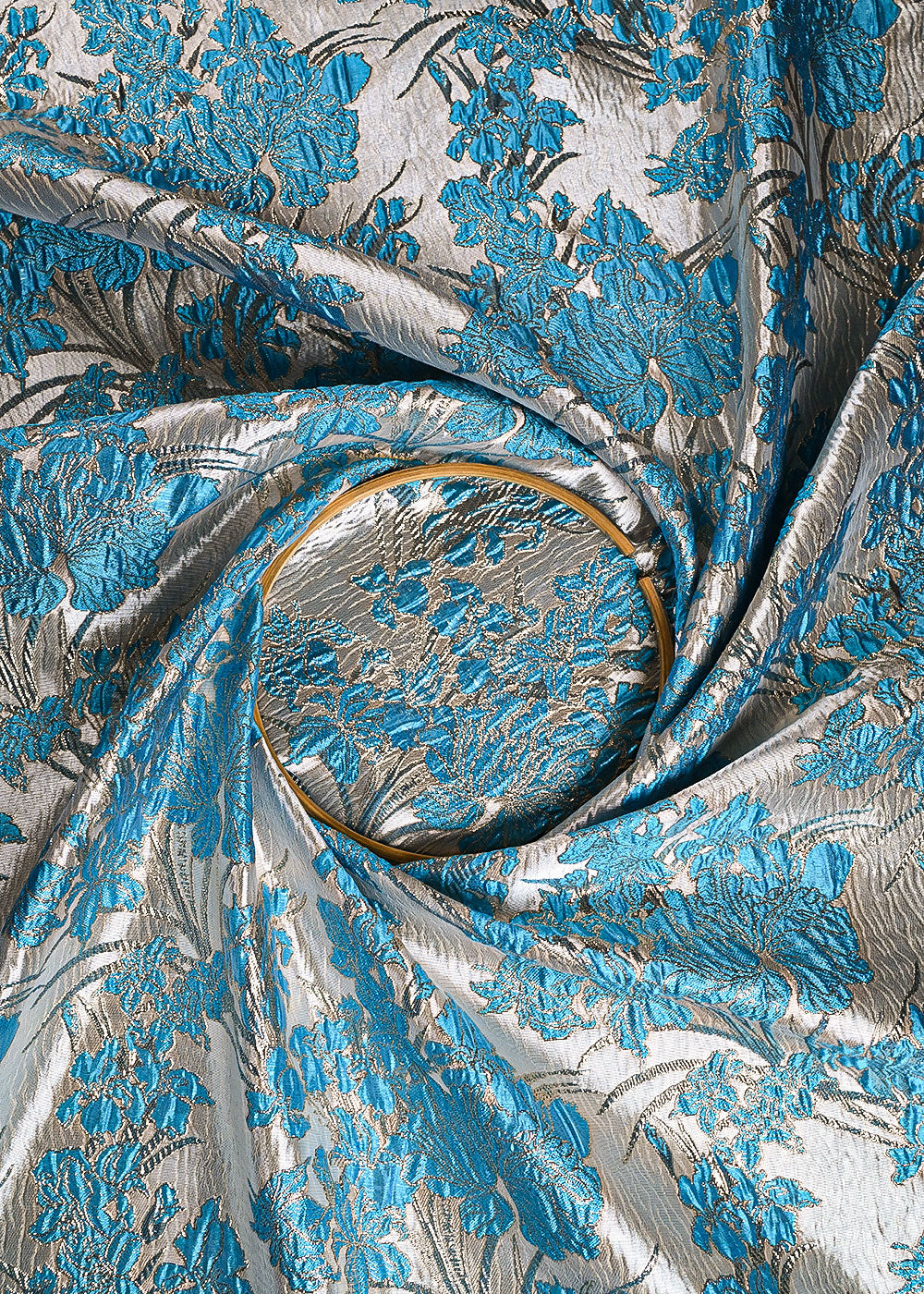 Sky Blue Imported Fabric With All Over Foil Work 24048