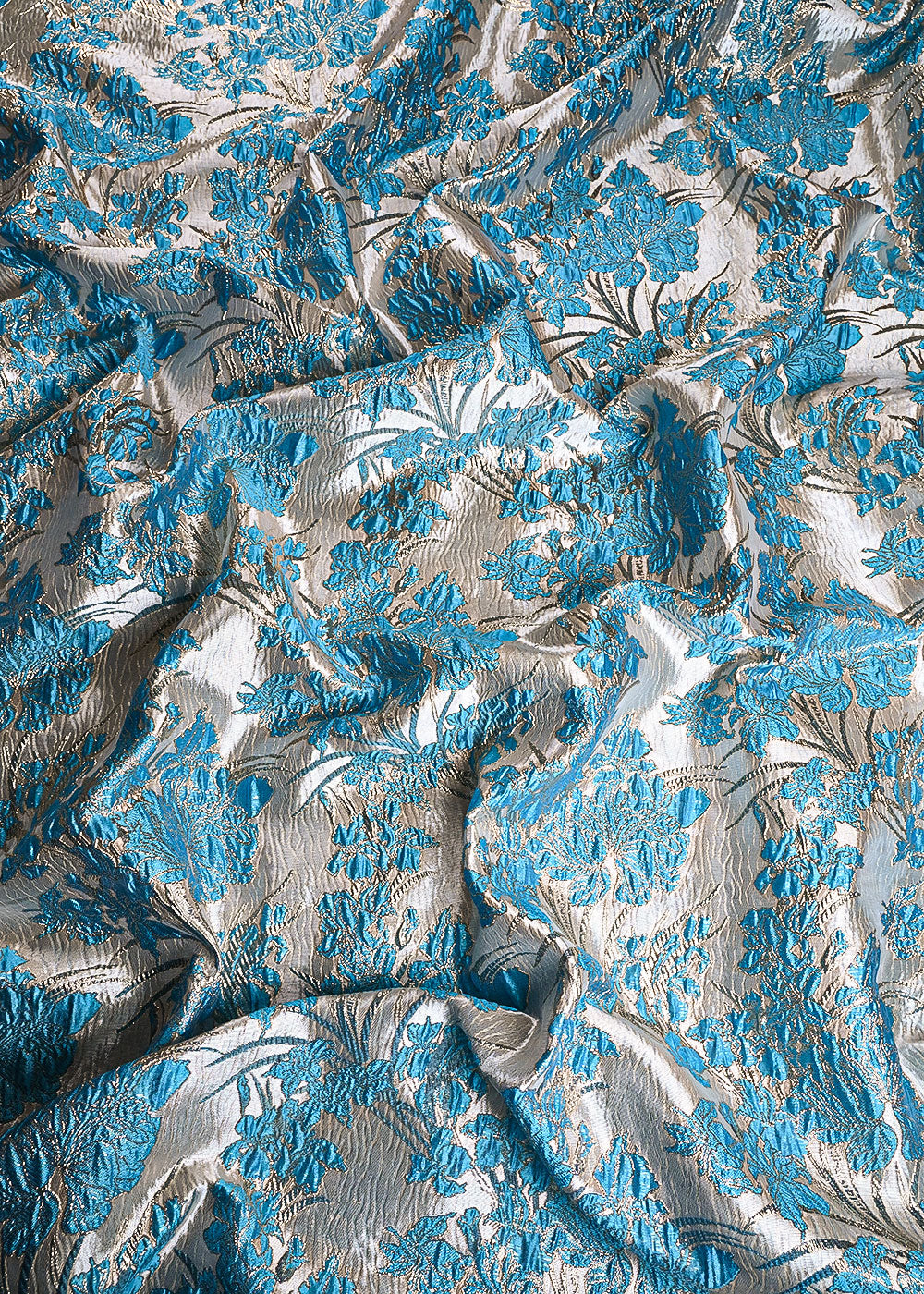 Sky Blue Imported Fabric With All Over Foil Work 24048