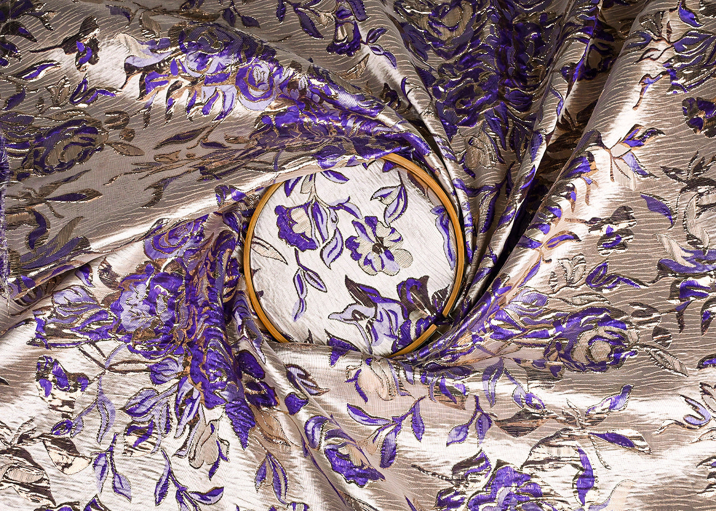 Purple Imported Jacquard Fabric With All Over Foil Work 24052