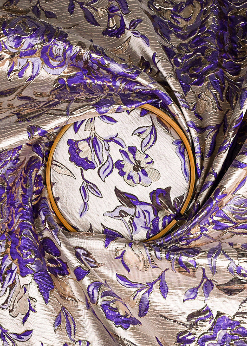 Purple Imported Jacquard Fabric With All Over Foil Work 24052