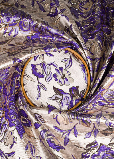 Purple Imported Jacquard Fabric With All Over Foil Work 24052