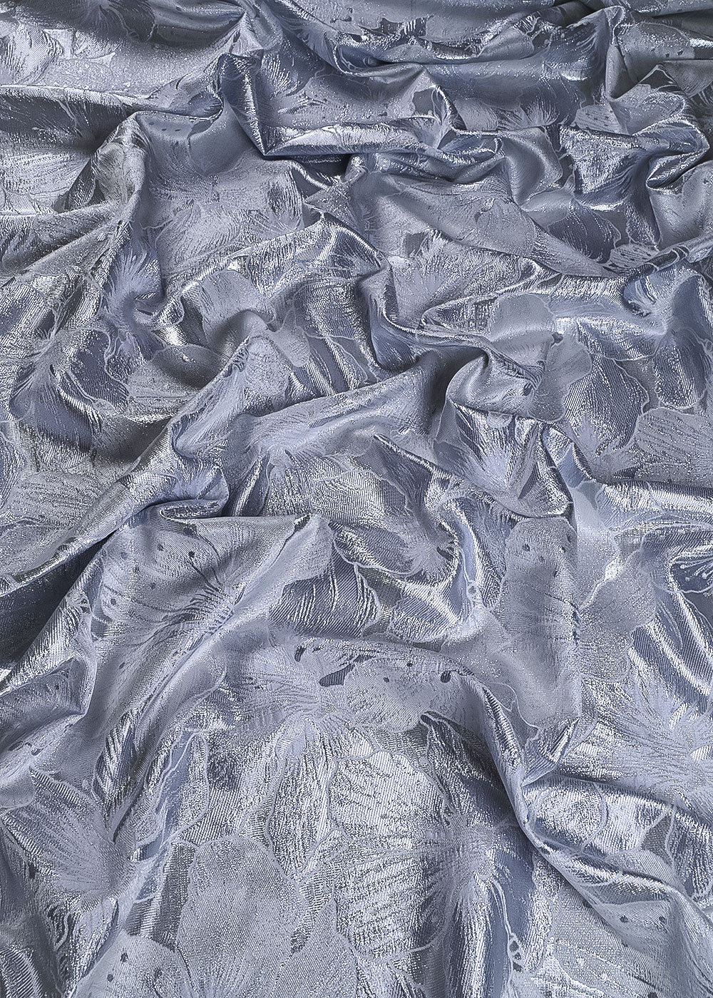 Silver Imported Jacquard Fabric With All Over Foil Work 24058