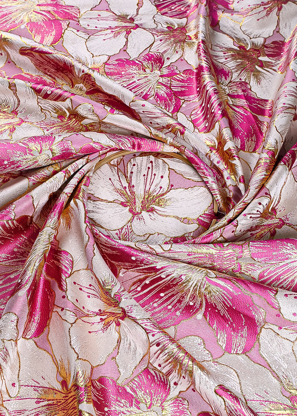 Pink Imported Jacquard Fabric With All Over Foil Work 24059