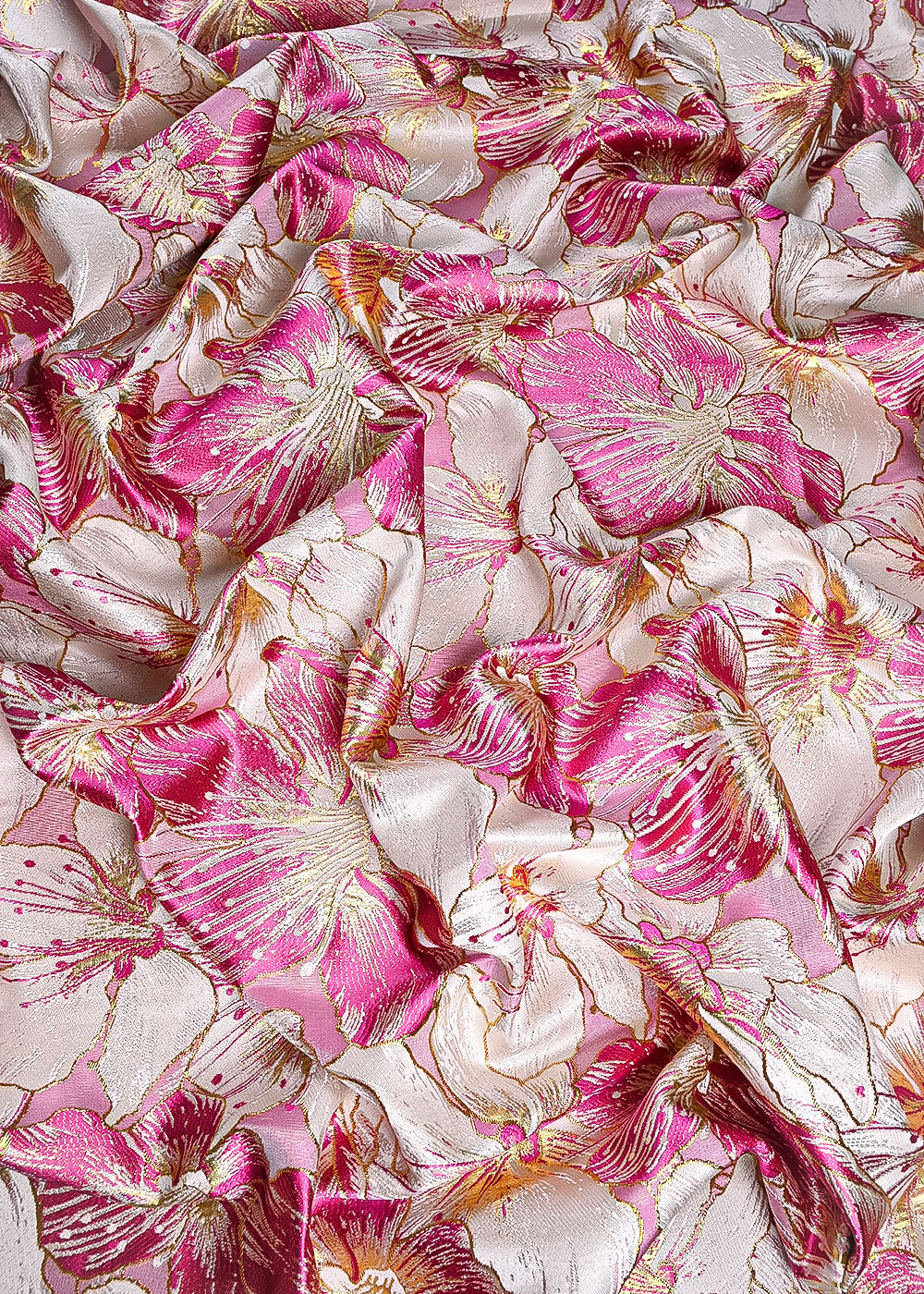 Pink Imported Jacquard Fabric With All Over Foil Work 24059