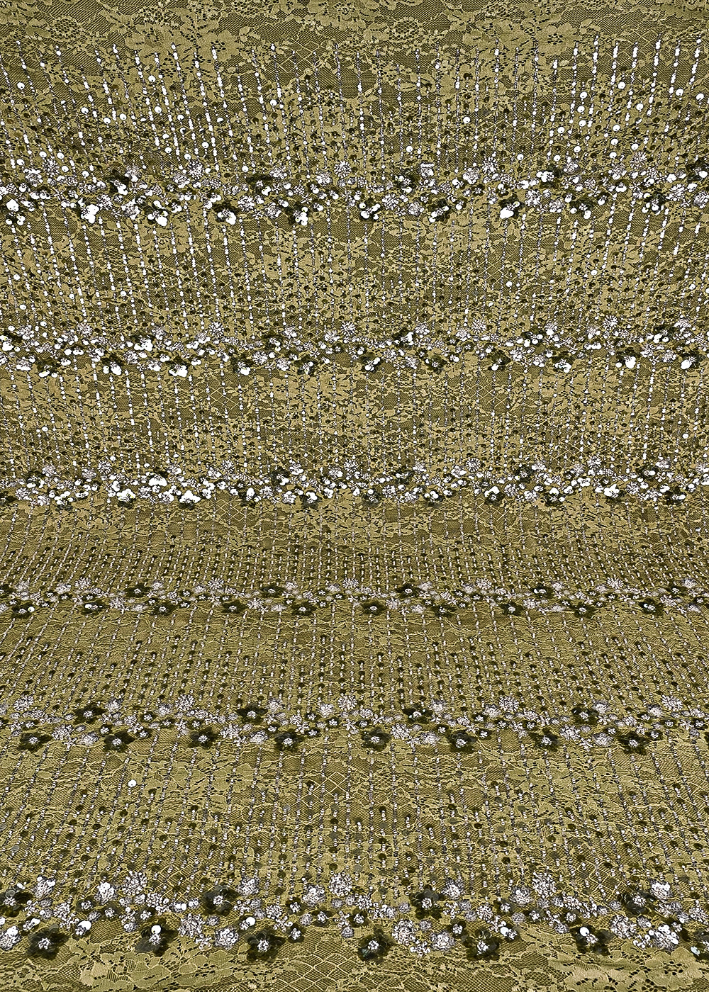 Mehandi Green Sandlin Lace Fabric With All Over Katdana And Sequins Work 24073
