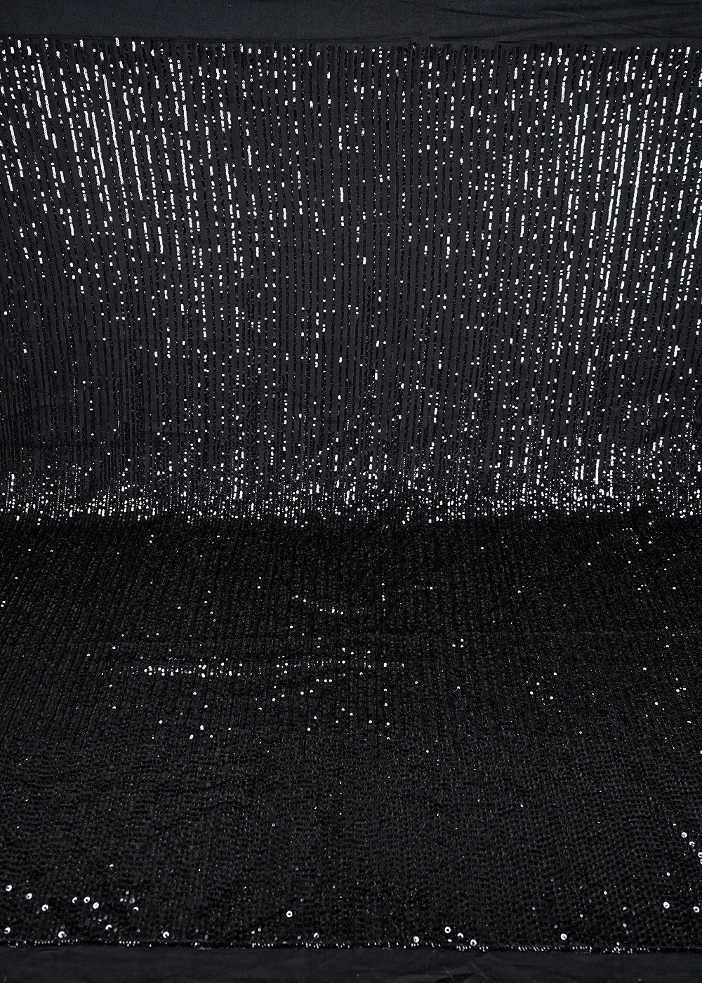 Black Imported Net Fabric With All Over Sequins And Katdana Work With Border 24098