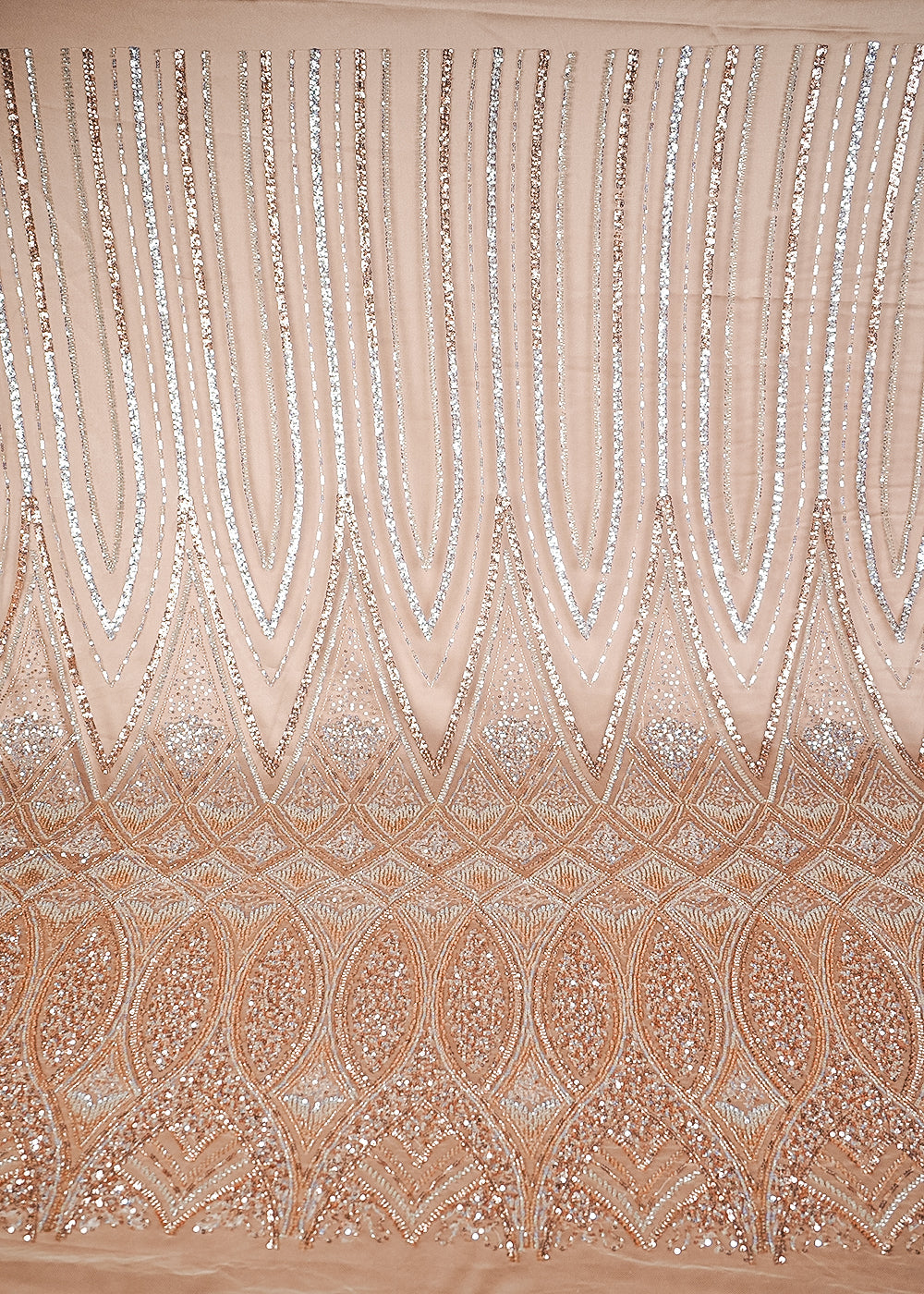 Light Gold Imported Net Fabric With All Over Sequins And Katdana Work With Border 24124
