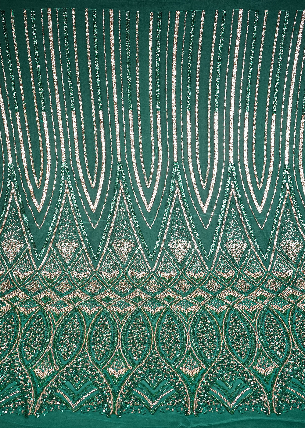 Bottel Green Imported Net Fabric With All Over Sequins And Katdana Work With Border 24125